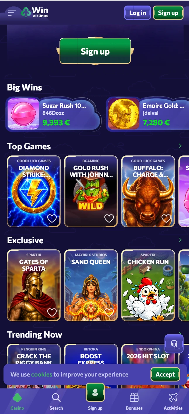 Scarica l'app WinAirlines casino